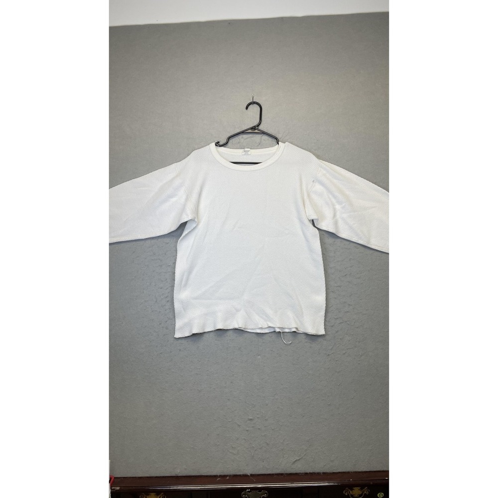 Black Sheep Shirt Mens Large White Thermal Waffle Knit Long Sleeve Crewneck‎